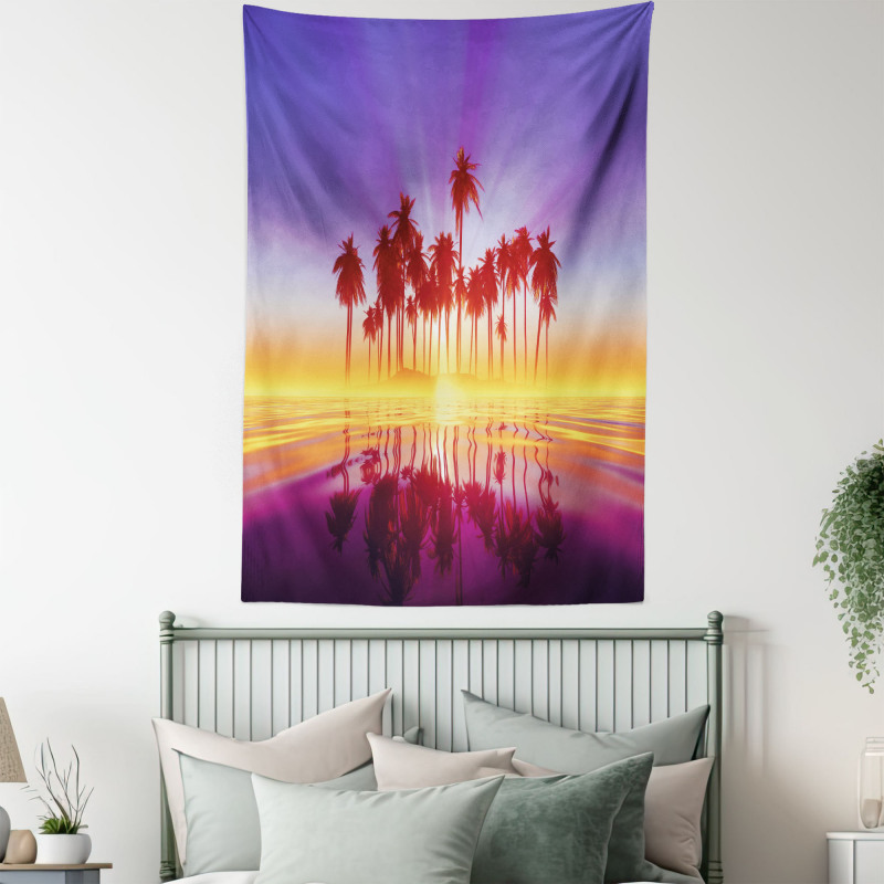 Dramatic Background Palm Trees Tapestry