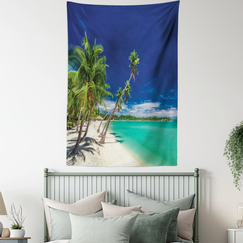 Exotic Beach and Coconut Trees Tapestry