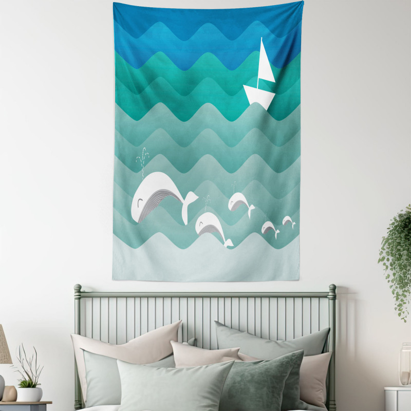 Nautical Paper Boat Tapestry