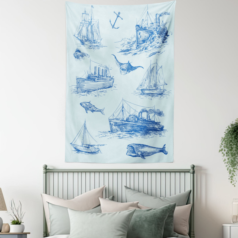 Wildlife Shark Boat Tapestry