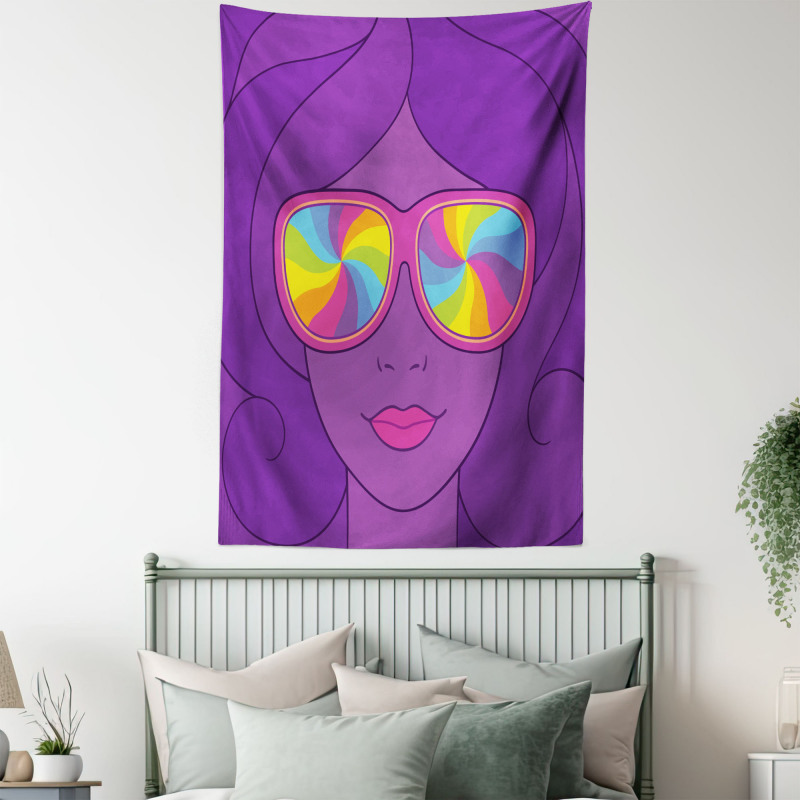 Girl with Rainbow Sunglasses Tapestry