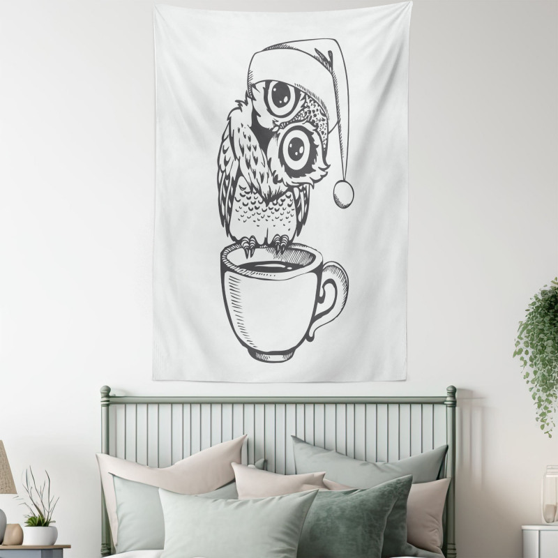 Baby Bird on Coffee Cup Tapestry