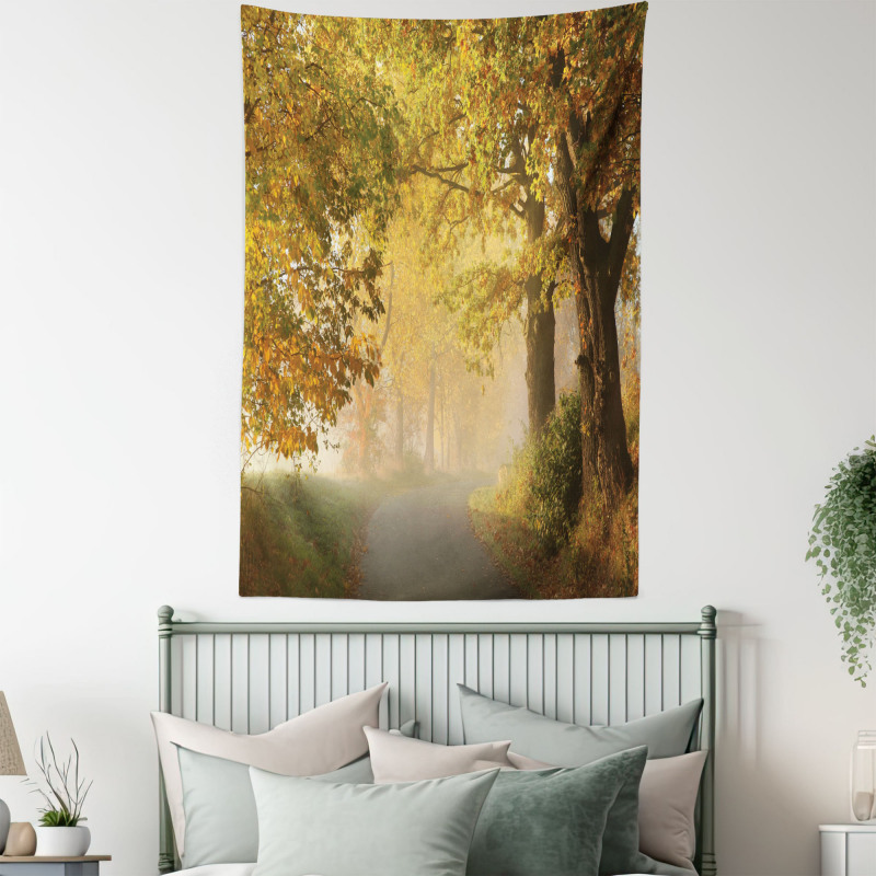 Misty Autumn Morning Tapestry