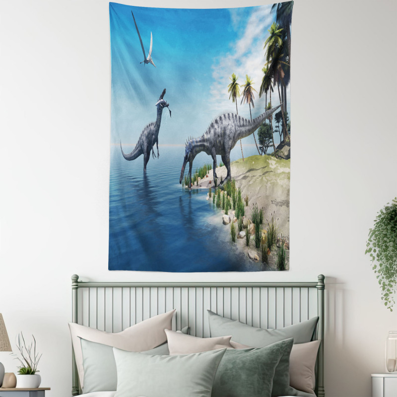 Wild Suchomimus Dinosaur Tapestry