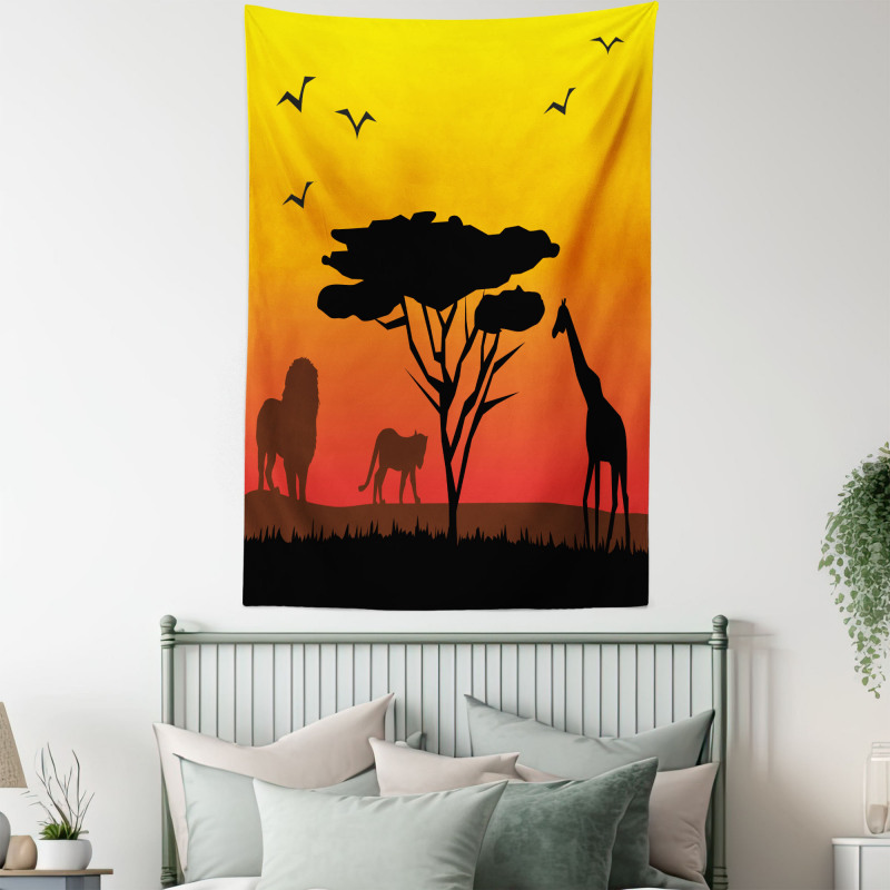 Savannah Animals Sunset Tapestry