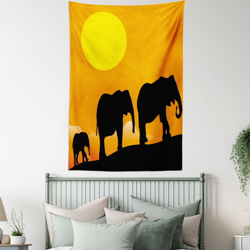 Baby Elephant and Family Tapestry