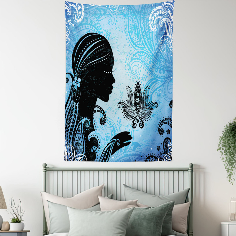 Girl Lotus Art Tapestry