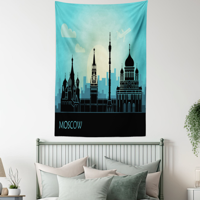 Moscow City Line Skyline Tapestry