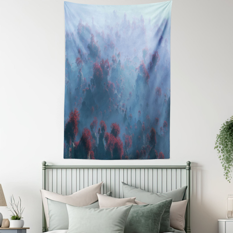 Autumn Trees in Mist Tapestry