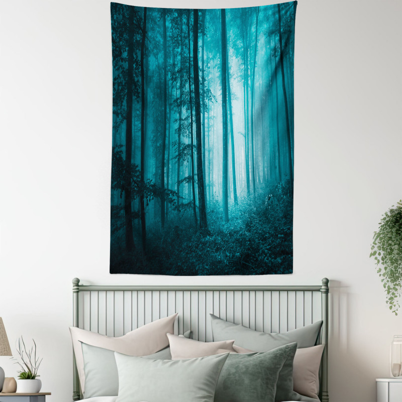Foggy Dark Country Forest Tapestry