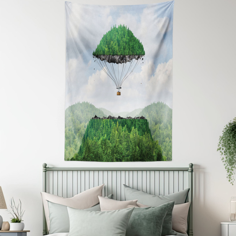 Hot Air Balloon Mountain Tapestry