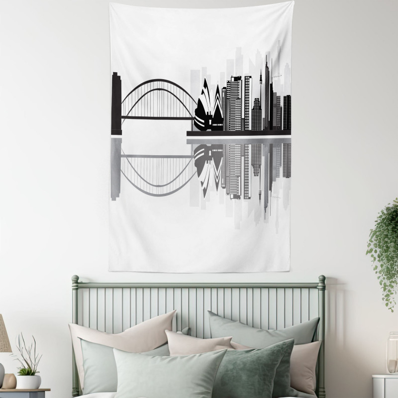 Monochrome Sydney Skyline Tapestry