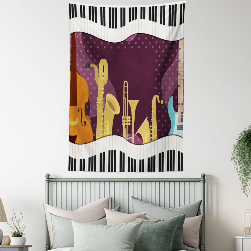 Cartoon Musical Instruments Tapestry