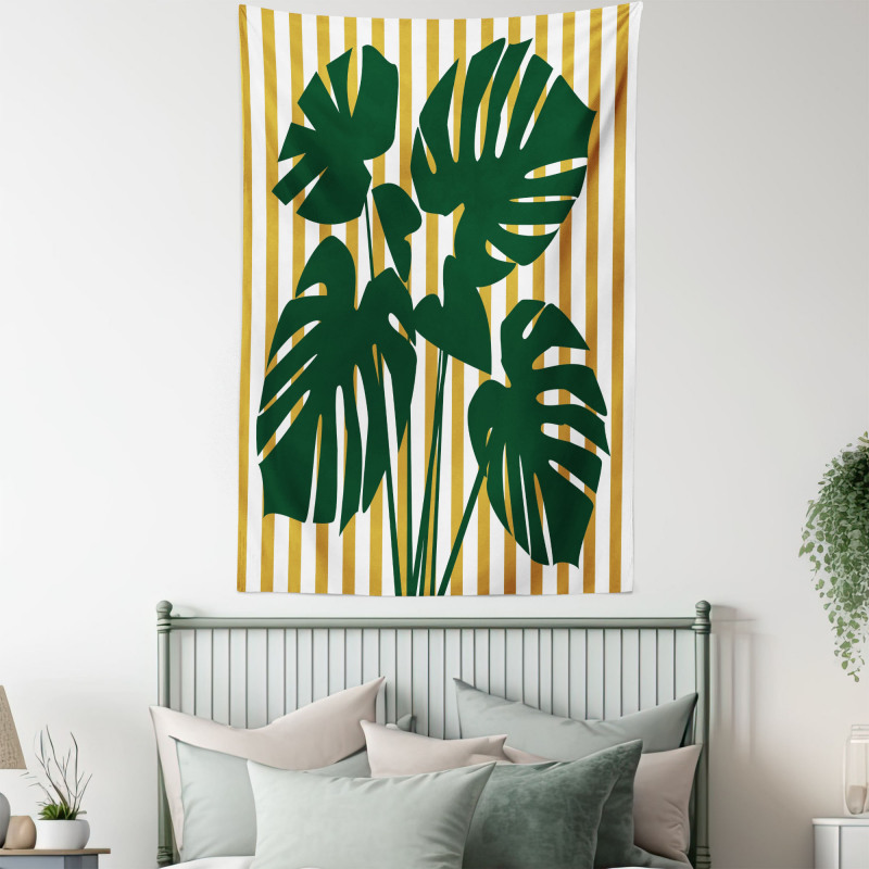 Hawaiian Monstera Stripes Tapestry