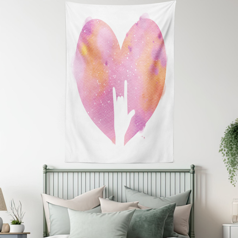 Watercolor Heart Rock Sign Tapestry