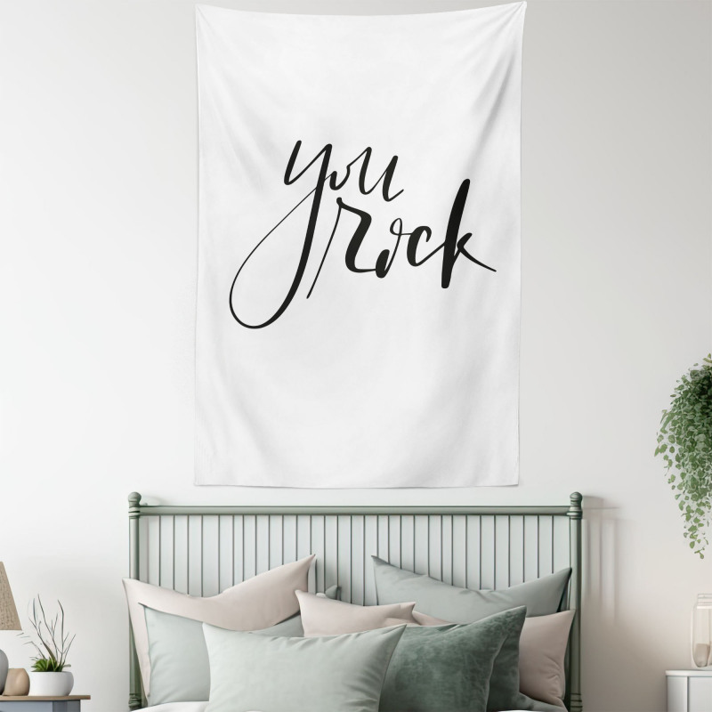 Monochrome Cursive Motto Tapestry