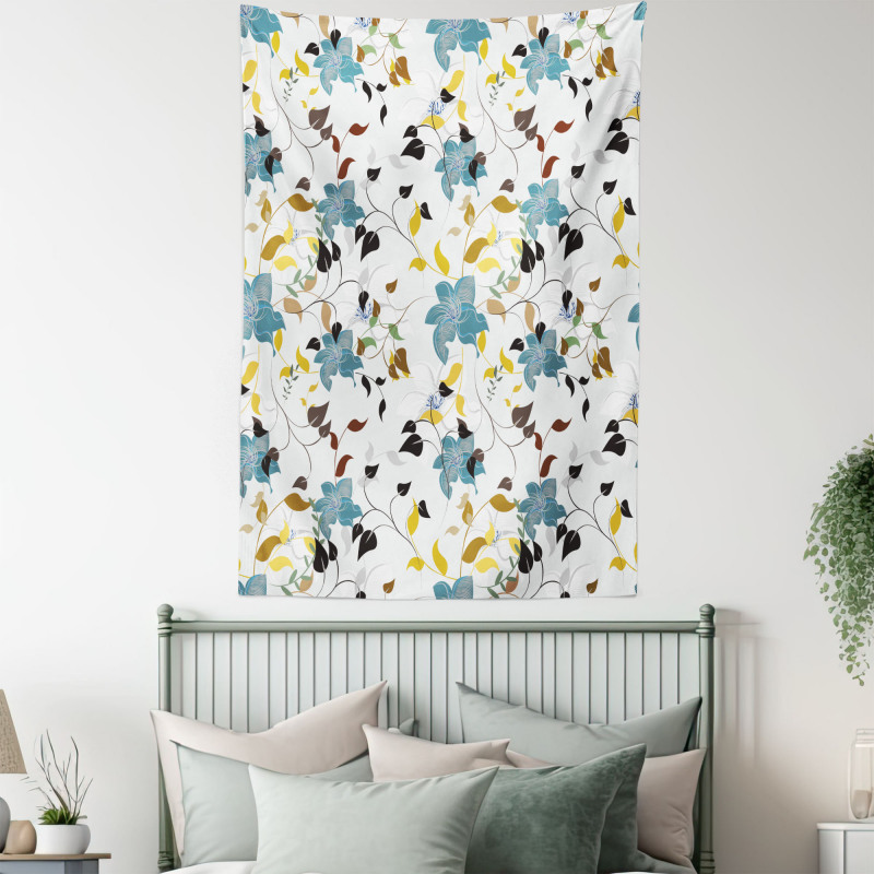 Colorful Flowers Leaf Tapestry