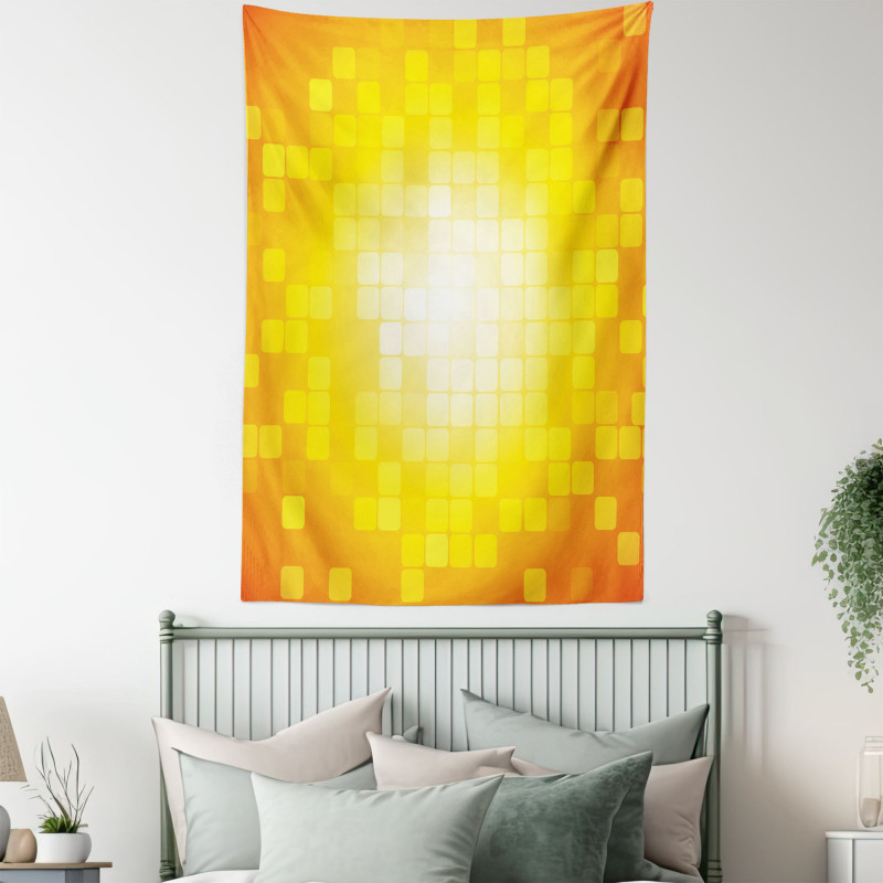 Retro Pixel Art Squares Tapestry