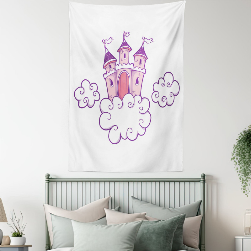 Dreamy Fortress Clouds Art Tapestry