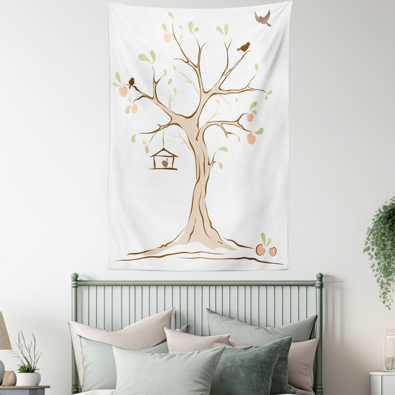 Apple Flying Birds Art Tapestry