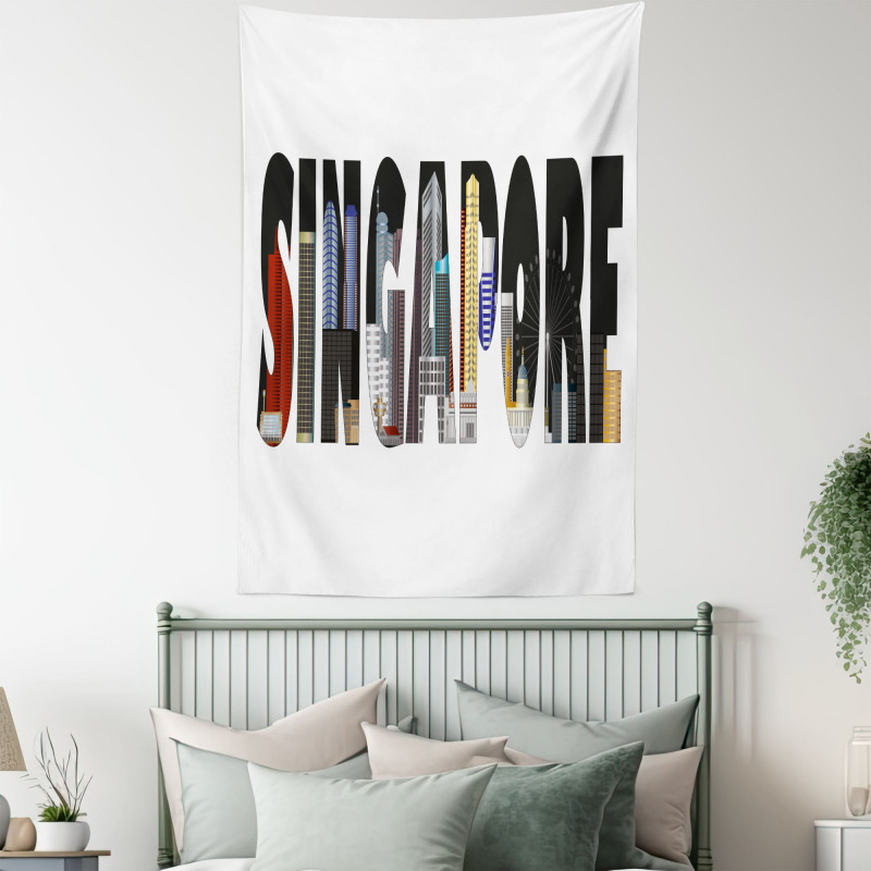 City Skyline in Lettering Tapestry