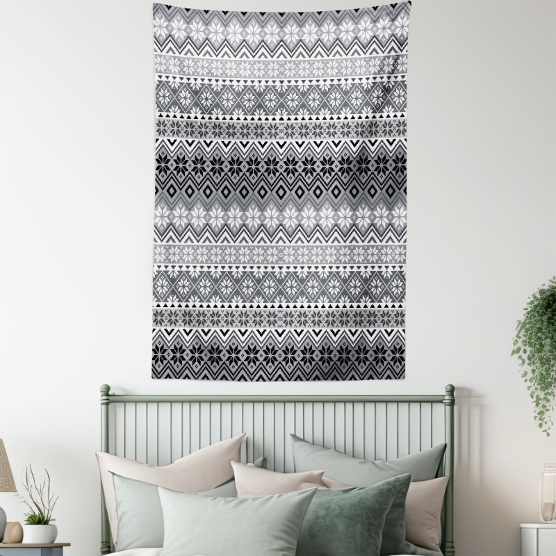 Nordic Snowflake Pattern Tapestry