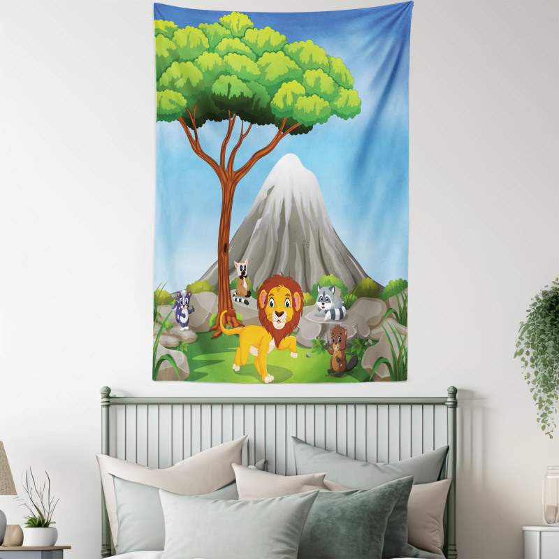 Animals Volcano Tapestry