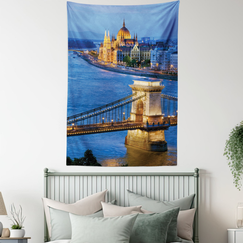 River of Budapest Bridge Tapestry