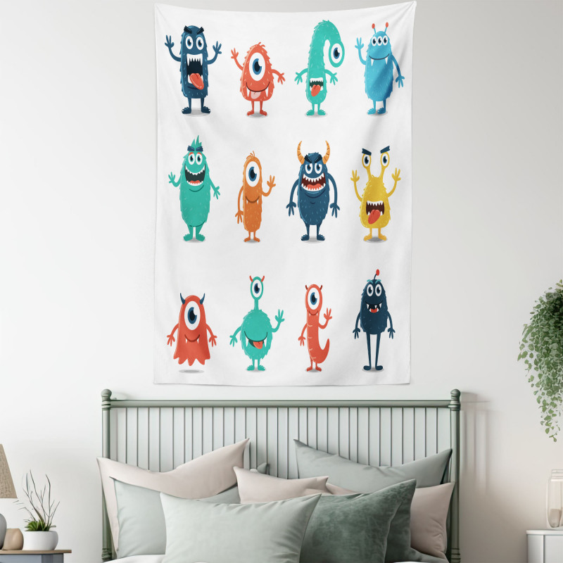 Colorful Monster Graphic Art Tapestry