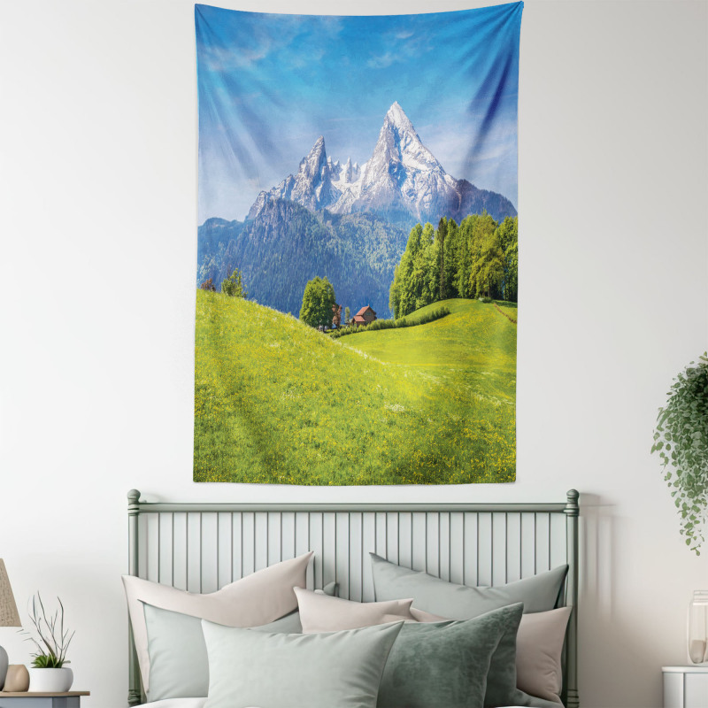 Alps with Meadow Flora Tapestry