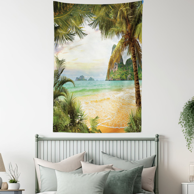 Palm Coconut Trees Beach Tapestry