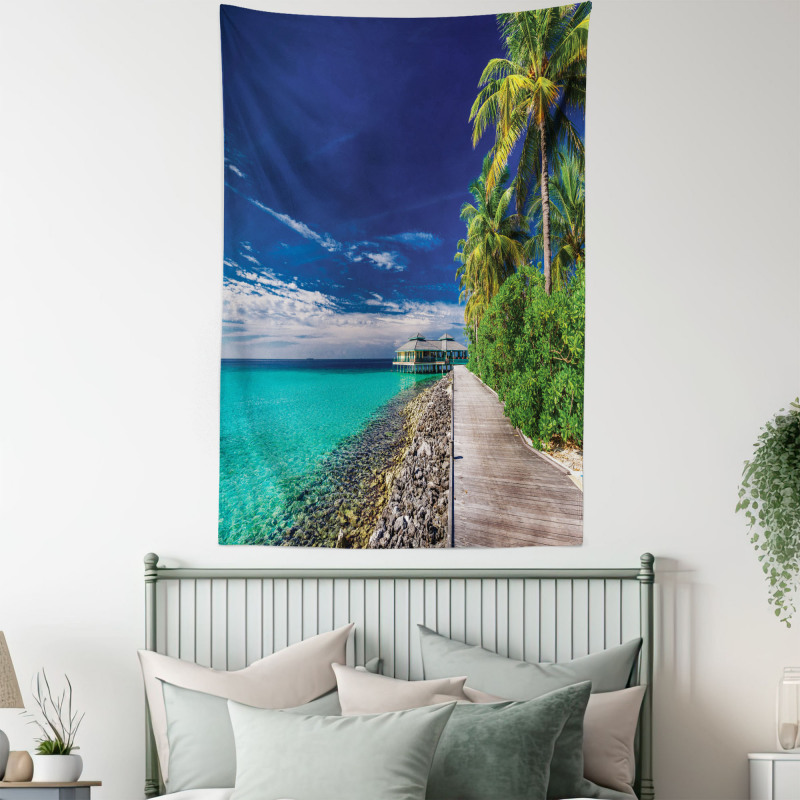 Beach Palm Trees Sky Tapestry