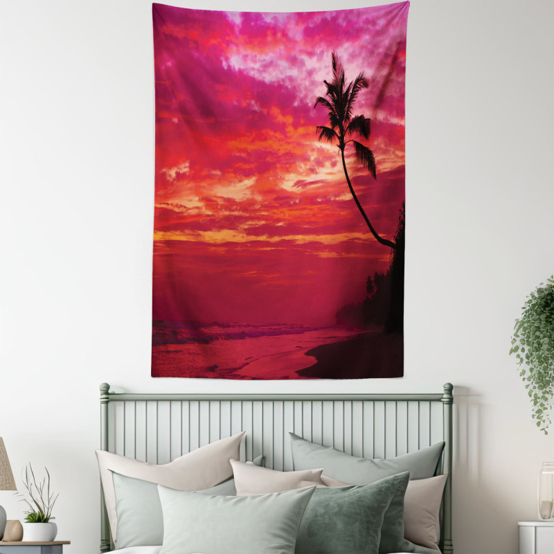 Tropical Island Beach Palms Tapestry
