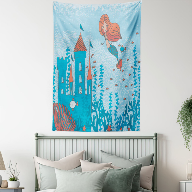 Cartoon Castle Corals Tapestry