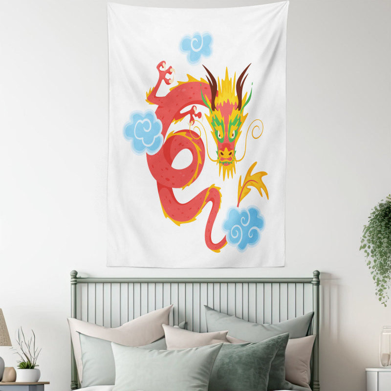 Swirling Clouds Angry Dragon Tapestry