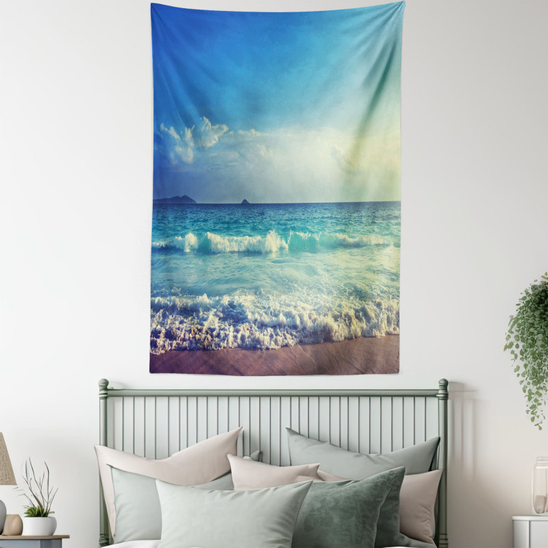 Beach Sunset Waves Tapestry
