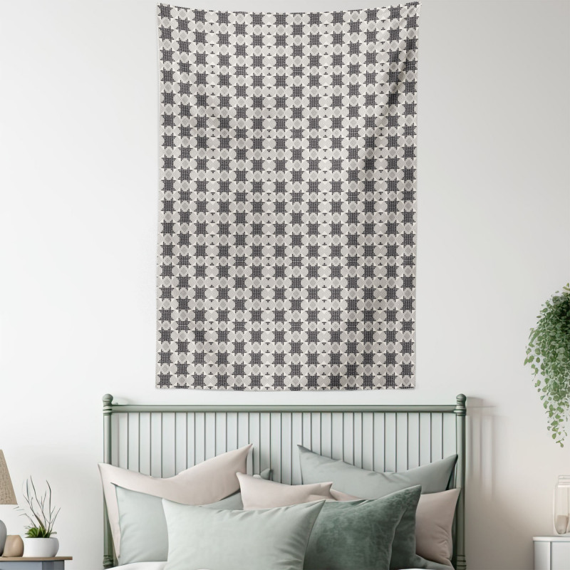 Checkered Striped Motif Tapestry