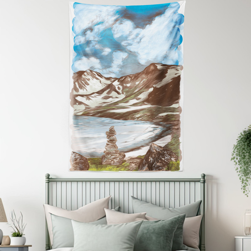 Snowy Mountains and Lake Tapestry