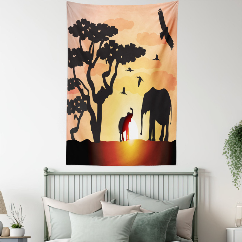 Sunset Animal Tree Tapestry