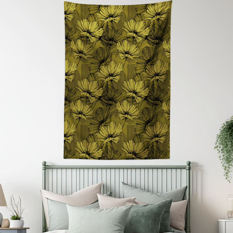 Fowers in Earth Tones Art Tapestry