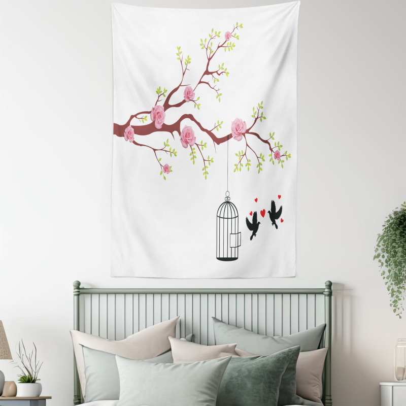 Roses Blossoms Birds Tapestry