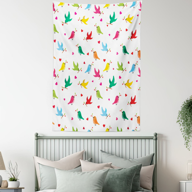 Heart Branches Colorful Tapestry