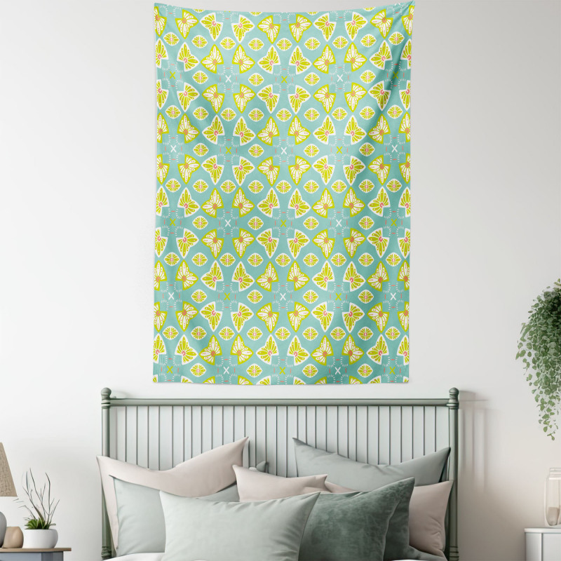 Butterfly Motif Damask Tapestry