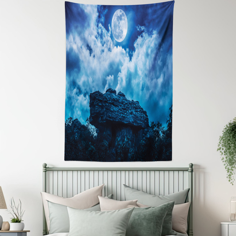 Cliff Under Cloudy Night Tapestry