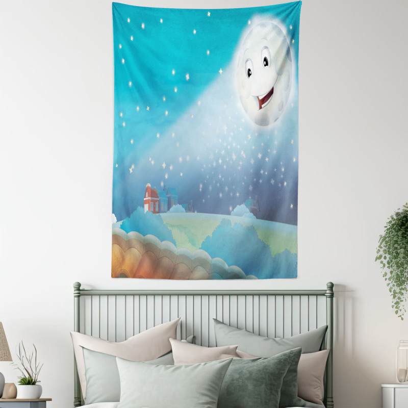 Cartoon Lunar Smiling Tapestry