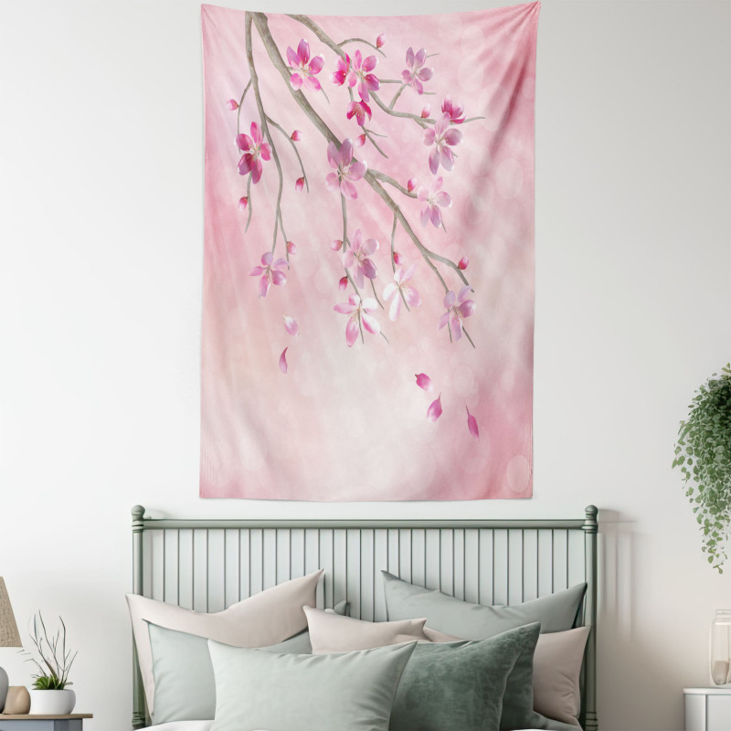 Tree Branch with Flowers Tapestry