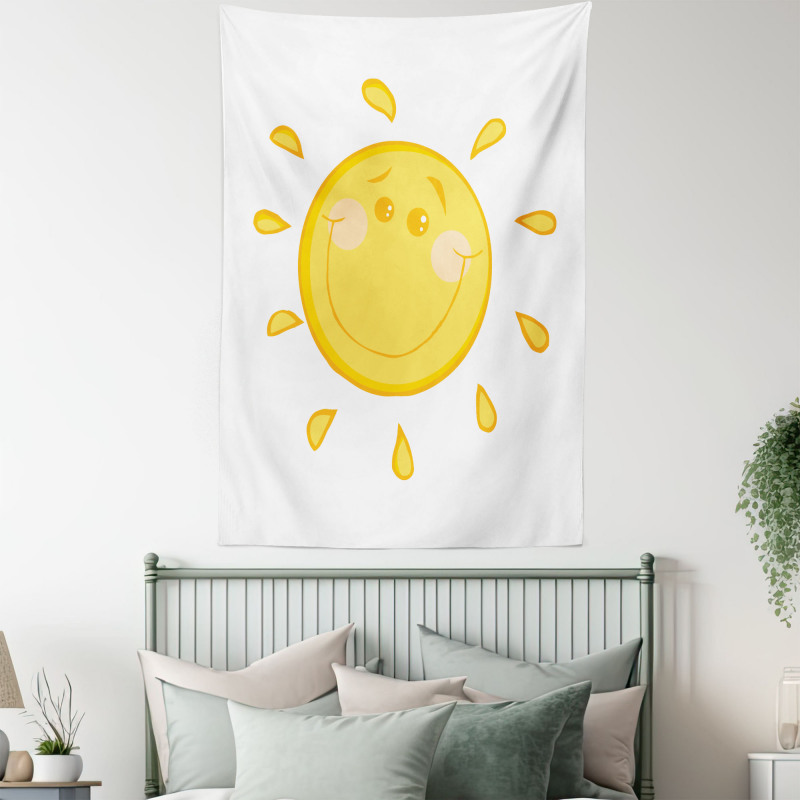 Simple Happy Sun Character Tapestry