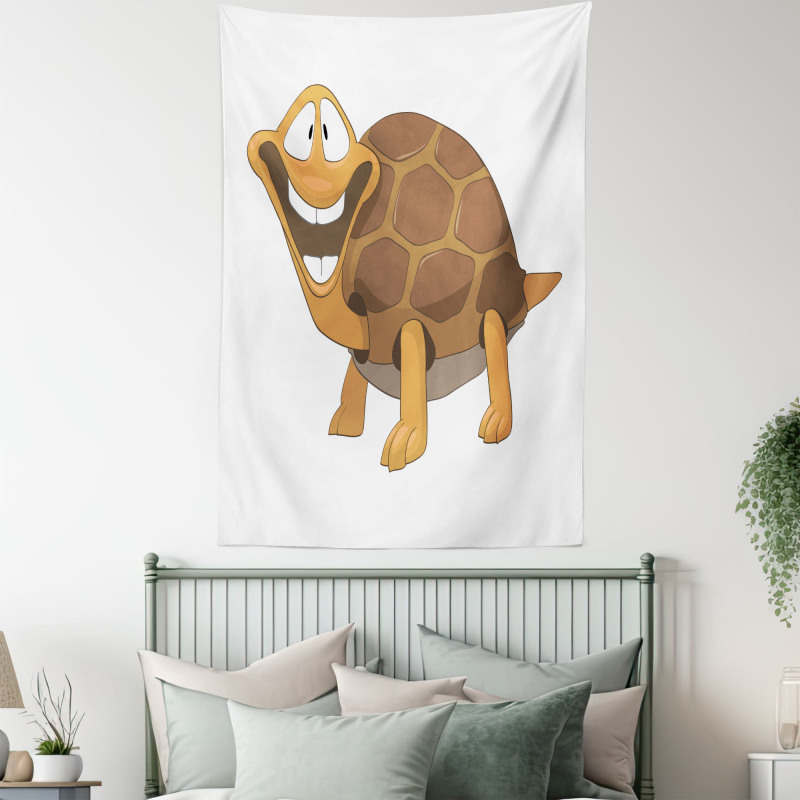 Single Happy Turtle Design Tapestry