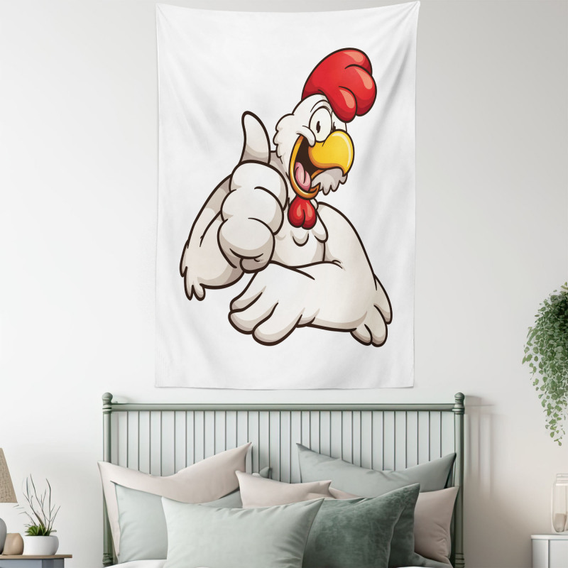 Joyous Cartoon Style Chicken Tapestry