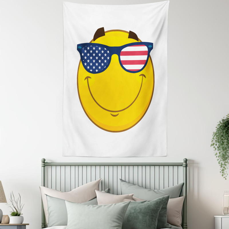 USA-Themed Emoji Sun Face Tapestry